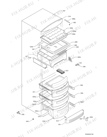 Взрыв-схема холодильника Zanussi Electrolux ZX97/5S - Схема узла Housing 001